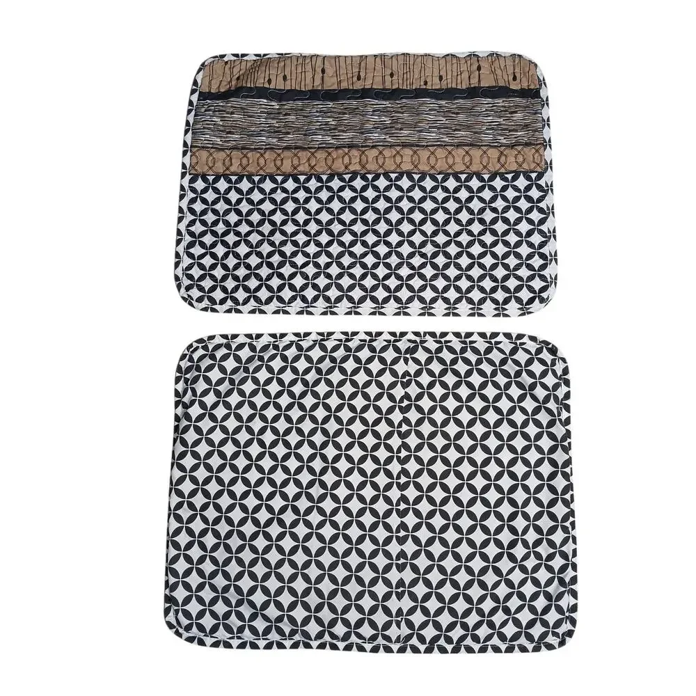 2‎ Pillowcases Sham Bohemian Hippie 20x26 Black Brown Geometric Lattice Modern